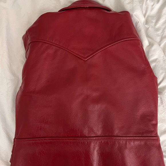 Maroon Leather Moto Jacket L - fits like M - Picture 4 of 6